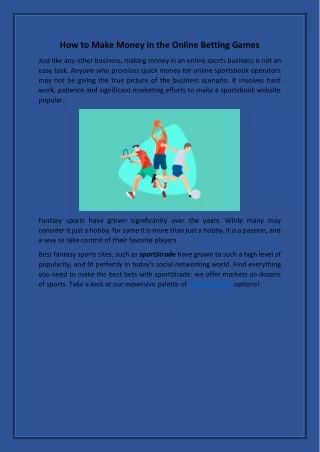 How to Make Money in the Online Betting Games