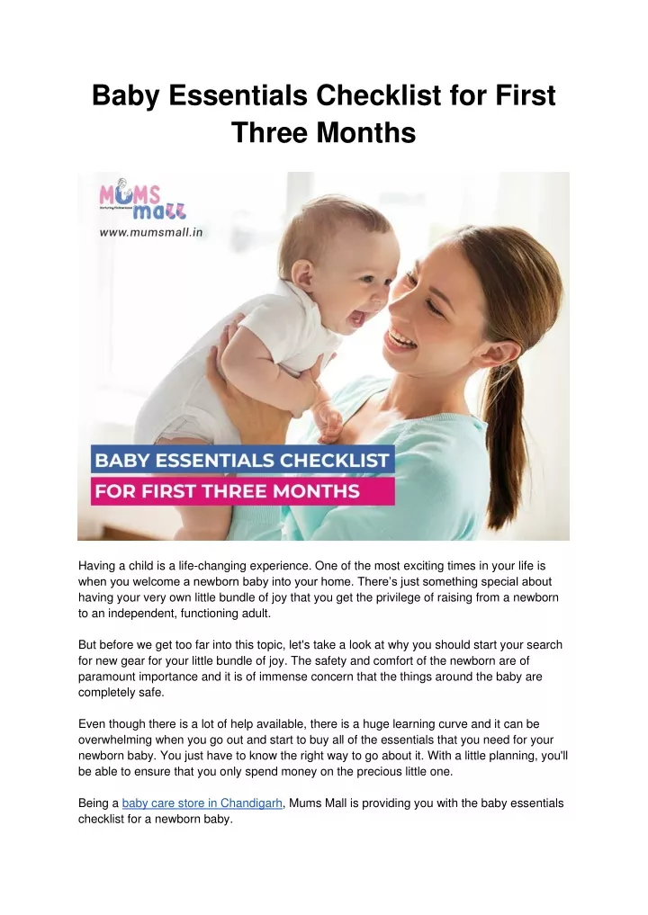 baby essentials checklist for first three months