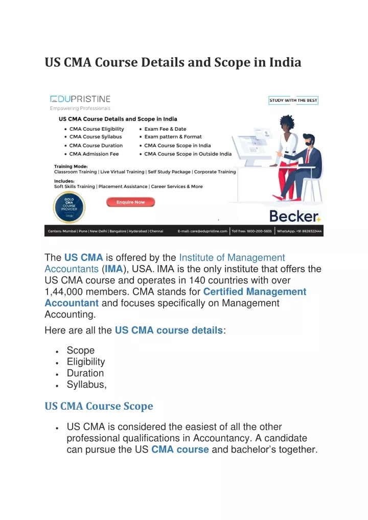 us cma course details and scope in india