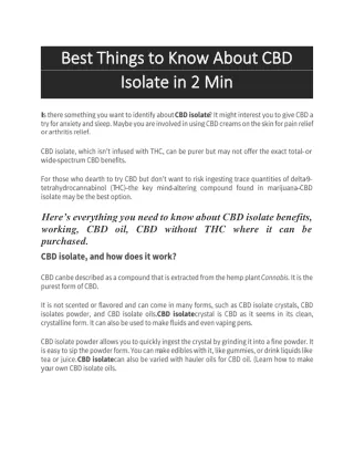 Best Things to Know About CBD Isolate in 2 Min