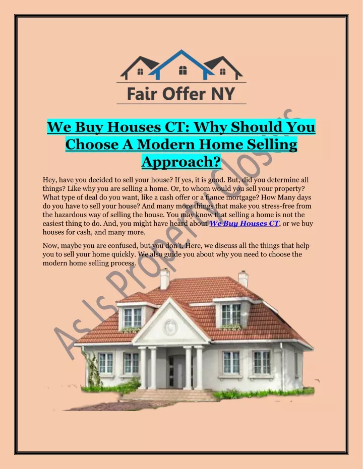 we buy houses ct why should you choose a modern