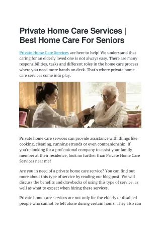 Best Private Home Care Services for seniors in Michigan