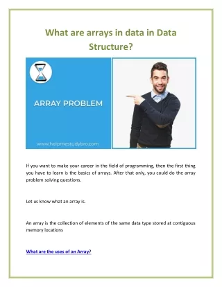 What are arrays in data in Data Structure