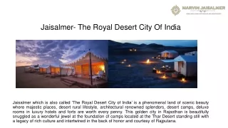 Jaisalmer- The Royal Desert City Of India