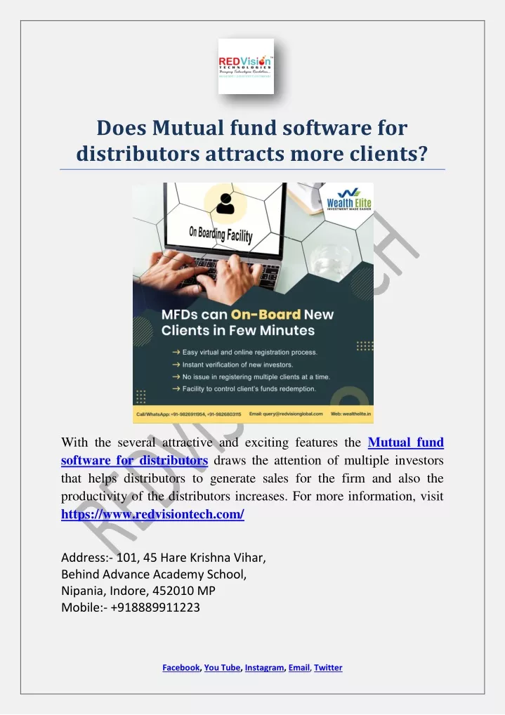 does mutual fund software for distributors