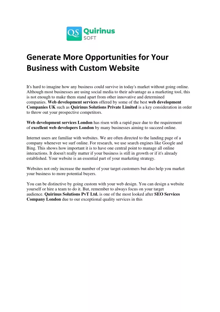 generate more opportunities for your business