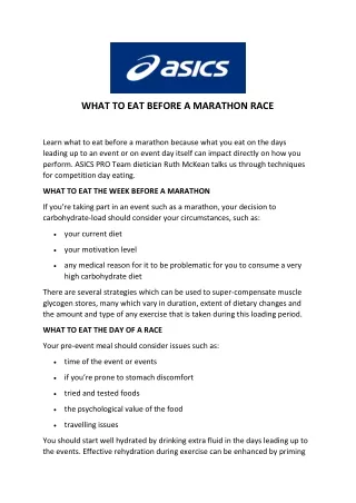 what to eat before a marathon race