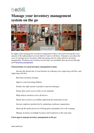 Manage your inventory management system on the go