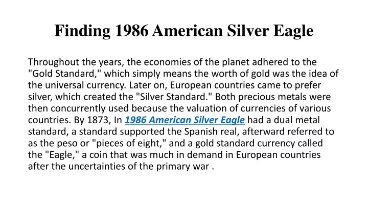 finding 1986 american silver eagle