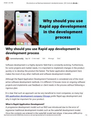 Why should you use Rapid app development in development process