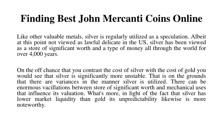 finding best john mercanti coins online