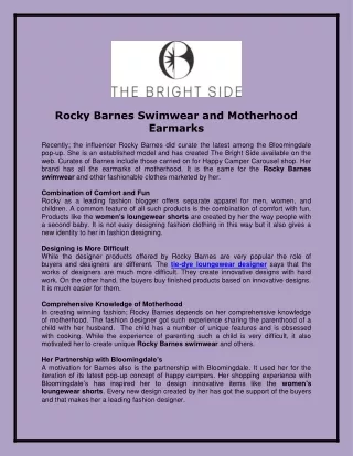 Rocky Barnes Swimwear and Motherhood Earmarks