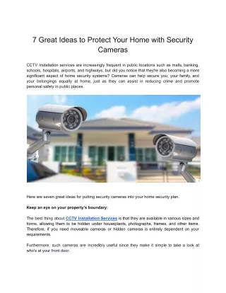 7 Great Ideas to Protect Your Home with Security Cameras