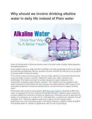 Why should we involve drinking alkaline water in daily life instead of Plain water