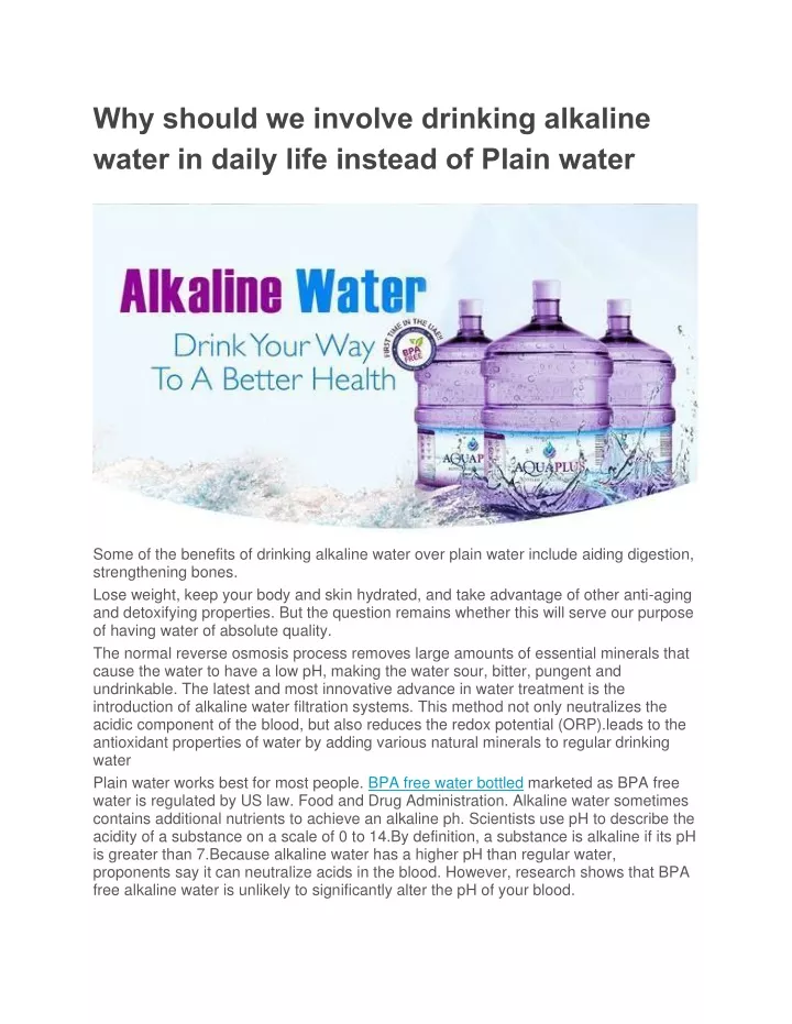 why should we involve drinking alkaline water