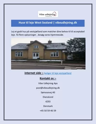 huse til leje west sealand vibeudlejning dk