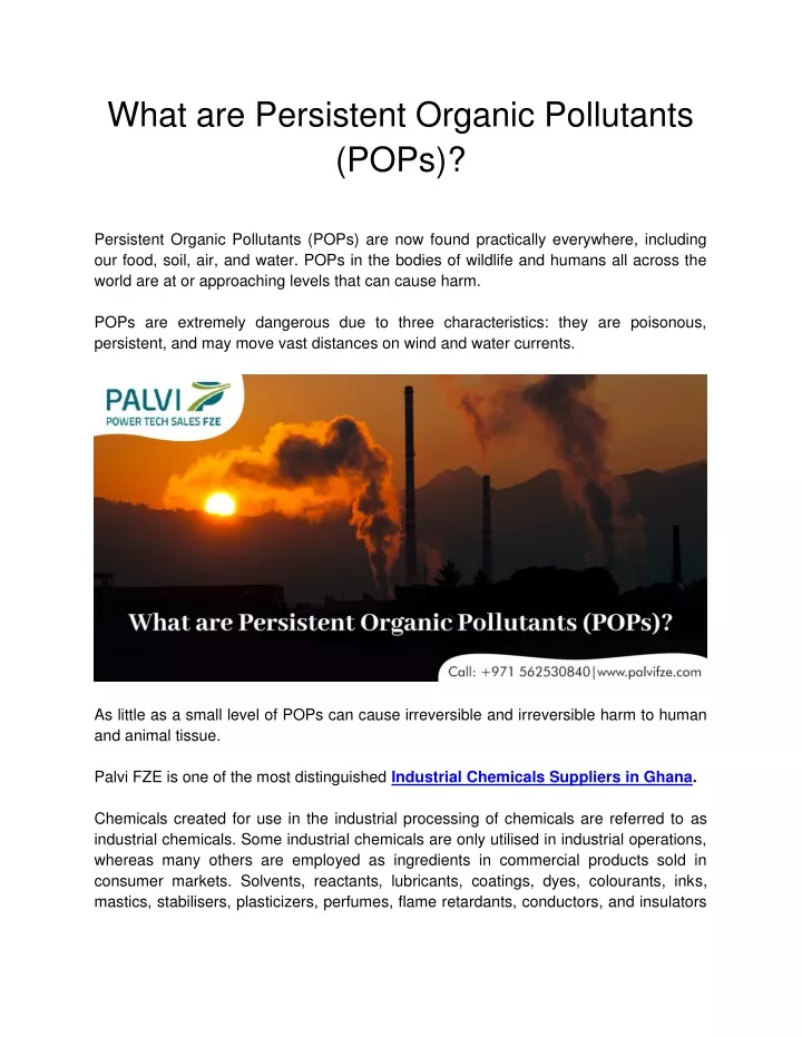 what are persistent organic pollutants pops