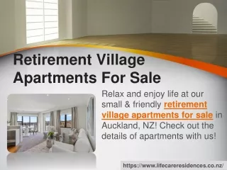 Retirement Village Apartments For Sale