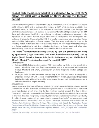 global data resiliency market is estimated