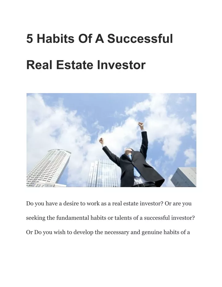 5 habits of a successful