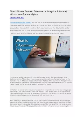 title ultimate guide to ecommerce analytics