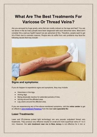 What Are The Best Treatments For Varicose Or Thread Veins