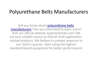 Polyurethane Belts Manufacturers