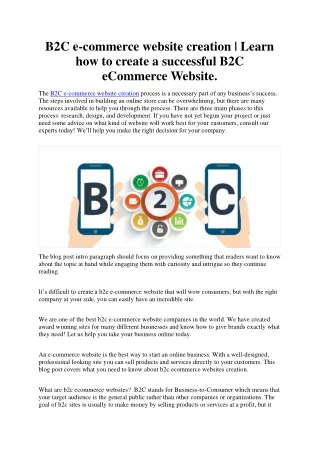 b2c e commerce website creation learn