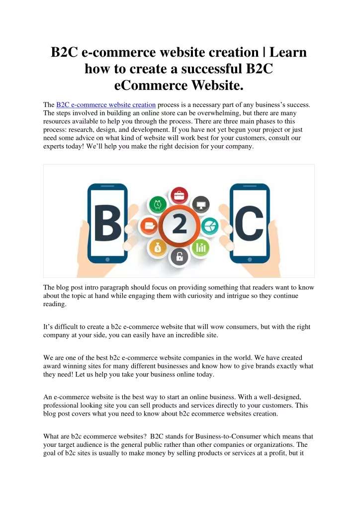 b2c e commerce website creation learn