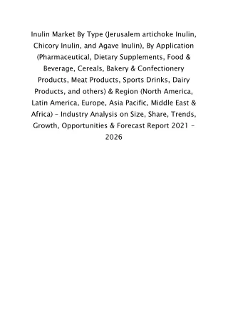inulin market by type jerusalem artichoke inulin