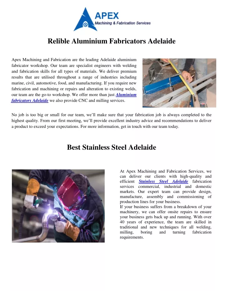relible aluminium fabricators adelaide