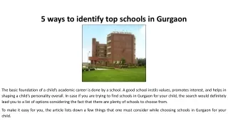 5 ways to identify top schools in Gurgaon