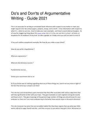 Do's and Don'ts of Argumentative Writing - Guide 2021