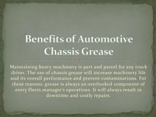 benefits of automotive chassis grease