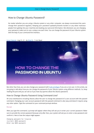 how to change ubuntu password