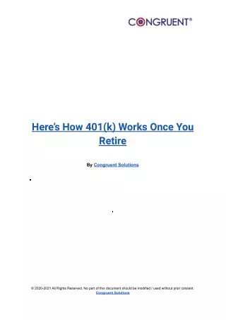 here s how 401 k works once you retire