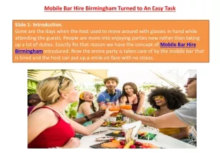 Mobile Bar Hire Birmingham Turned to An Easy Task