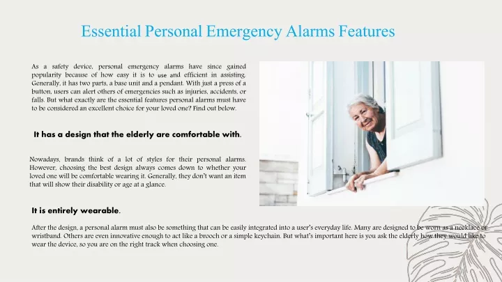 essential personal emergency alarms features