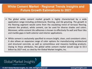 White Cement Market by Growth Insight, Competitive Analysis to 2027