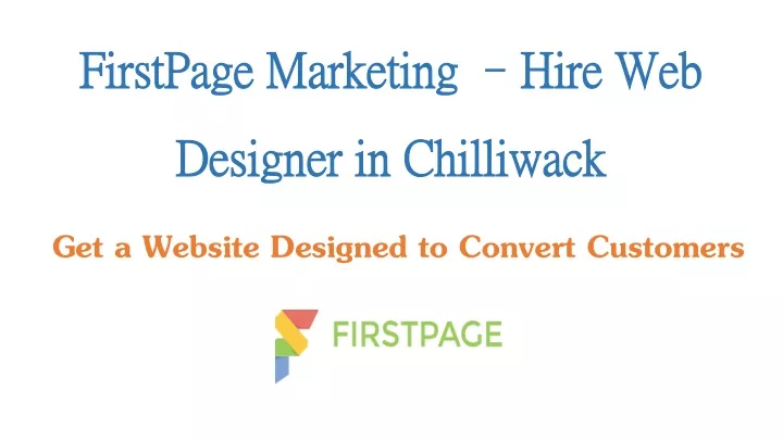 firstpage marketing hire web designer in chilliwack