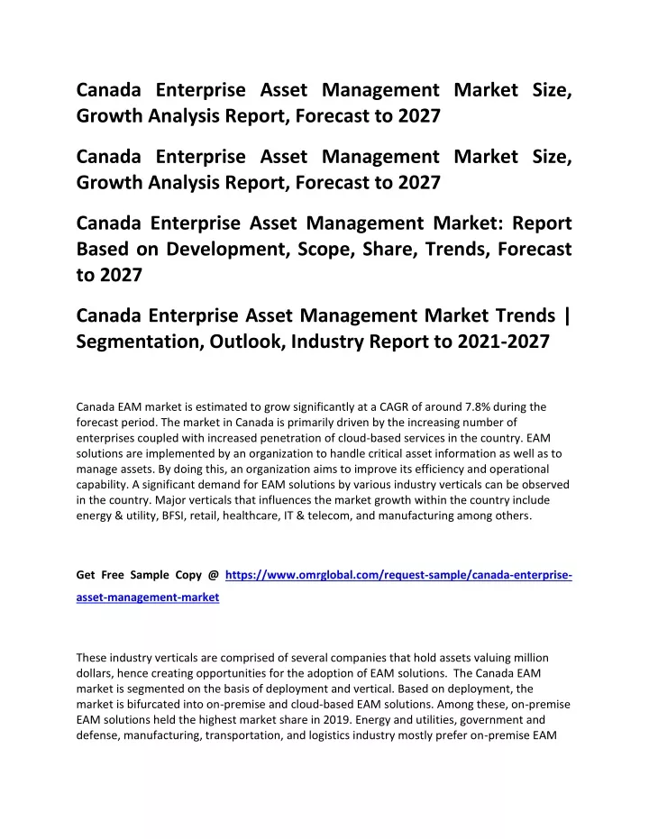 canada enterprise asset management market size