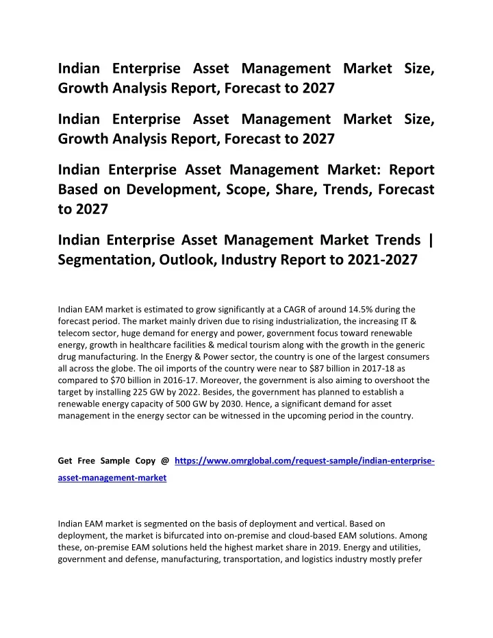 indian enterprise asset management market size