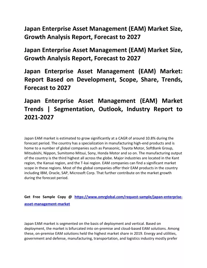 japan enterprise asset management eam market size