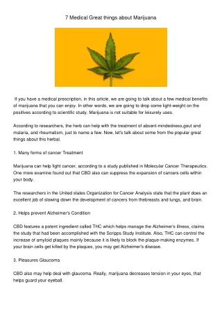 7 medical great things about marijuana