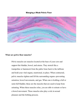 manging a weak pelvic floor
