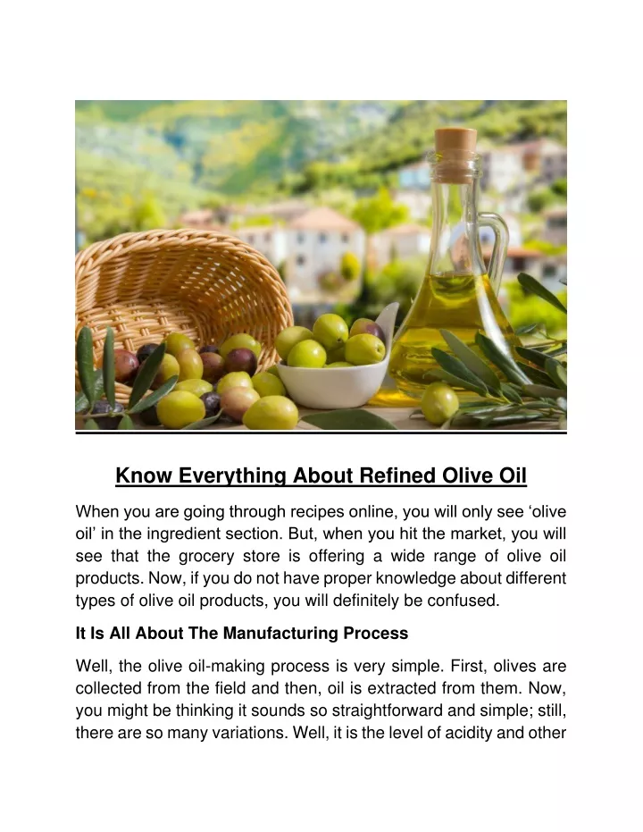 know everything about refined olive oil