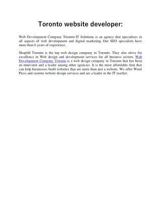 Toronto website developer
