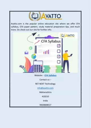 CFA Syllabus | Avatto.com