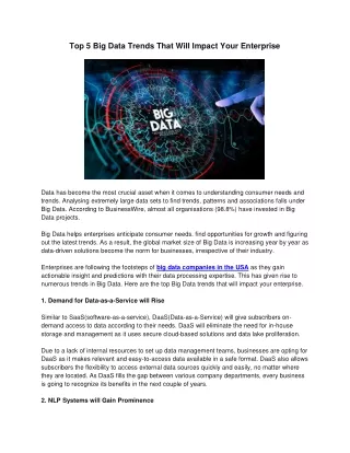 Top Big Data Trends That Will Impact Your Enterprise