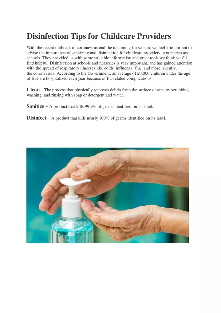 disinfection tips for childcare providers